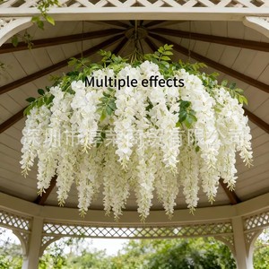 Guirlande de glycine artificielle blanche en plastique et soie, plante suspendue décorative pour mariage et décoration intérieure, guirlande de plafond - Product Image 4