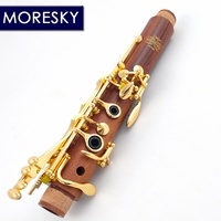 MORESKY Professional Rosewood & Mopane Soprano Clarinet A-Tune 17 Golden Keys Customized in La MA68 with Nickel Silver Surface