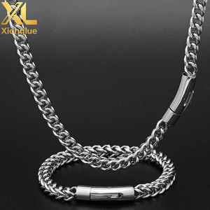Bracelet gourmette cubaine hip-hop unisexe en acier inoxydable noir épais bicolore, bijoux de mode, épaisseur de placage 0,3 mm - Product Image 5