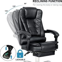 Chaise de bureau inclinable ergonomique pour ordinateur, dossier réglable, robuste, pivotante à 360 °, avec repose-pieds
