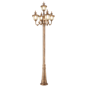 Lámpara de Jardín Exterior de Latón con Poste, LED Blanco Cálido, Pantalla de Vidrio, IP54, AC 220V, Sensor de Movimiento, Energía Solar, Garantía de 10 Años - Product Image 1