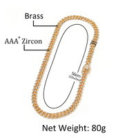 Lieyuyuan — collier hip hop en zircon cubique, 10mm, chaîne à mailles cubaines, Bracelet, vente en gros, bijoux pour femmes et hommes