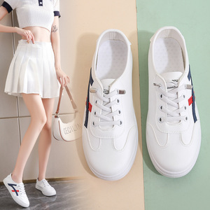 Ladies Round Toe Simple White Shoes Fashion Trend <strong>Women</strong> Casual Walking Shoes Lace up Shallow Mouth Convenient Ladies <strong>Trainers</strong> - Product Image 5