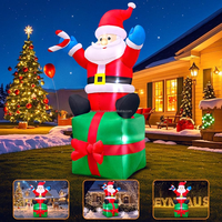 Père Noël gonflable de 6 pieds avec boîte cadeau et lumière LED, décoration de Noël gonflable pour la cour, le jardin, la maison, les fêtes de fin d'année