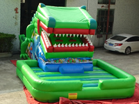 Glissière gonflable commerciale de bouche de Crocodile Combo dinosaure alligator Schnappi Kroko maison de rebond avaler de Crocodile vif