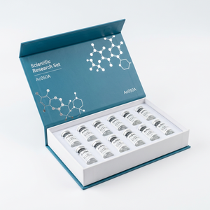Professional Custom <b>10</b>-Vial Folding Packaging Box with Scientific Molecular Branding & Internal Tray for Peptide Vials - Product Image 1