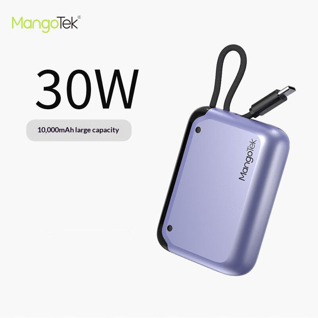 MANGOTEK Built-in Line 30W Charging Bank Fast Charger 10000mAh Large Capacity Portable Power Bank