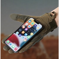 Gant tactique militaire noir à cinq doigts, en microfibre souple, résistant aux chocs, avec manchette réglable, gant de sport à doigts entiers