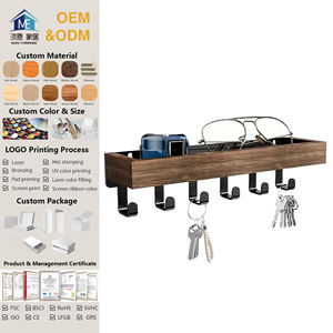 ชั้นแขวนกุญแจไม้ติดผนัง6อันที่เก็บจดหมาย & กุญแจสำหรับบ้านโถงทางเดินห้องนั่งเล่นเหล็กพลาสติกใช้ในห้องน้ำ - Product Image 1