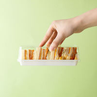Boîte rectangulaire jetable en PET à dôme haut, conteneur de boulangerie en plastique transparent pour l'emballage de gâteaux roulés et de pâtisseries