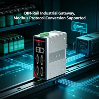 Gateway Industrial de Computación en Borde con Montaje DIN, Conversión de Protocolo RS485 RS-232, Modbus RTU TCP MQTT, Riel de 35mm