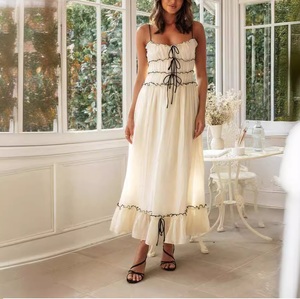 Abito da sera Vintage con fionda lungo Patchwork vestito da festa da donna abiti da donna con fiocchi - Product Image 1