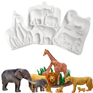 Силиконовая форма в виде животного, зоопарка, помадки, торта, жирафа, слон, Лев, украшения тортов, топперы, формы для торта
