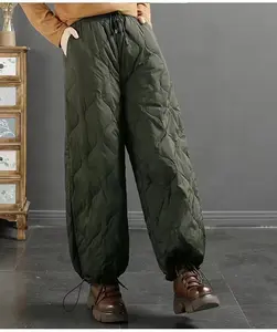 Pantalones de invierno personalizados Hombres y mujeres Pantalones acolchados de pierna ancha de gran tamaño Pantalones casuales con cordón de cintura elástica