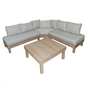 Conjunto de Sofá Esquinero Acacia con Estructura de Madera Maciza, Acabado Resistente a la Intemperie, Cojines Gruesos y Configuración Modular para Exteriores - Product Image 1