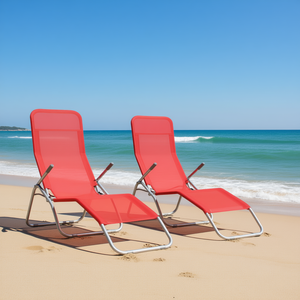 Lettini Prendisole Pieghevoli in Textilene Rosso, Set da 2 Pezzi, Arredo da Esterno per Patio - Product Image 2