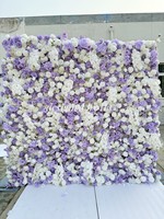 IFG vente en gros 8x8ft blanc violet fleur artificielle mur mariage toile de fond décorations soie Rose pour événement fête