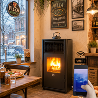 Poêle à granulés de bois intelligent WiFi 2026 à double mode avec fonction de cuisson pour café et restaurant