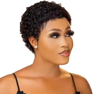 2023 baru rambut manusia 100% Wig keriting pendek kualitas tinggi Brasil 99J Afro Wig rambut manusia keriting merah marun 4 inci