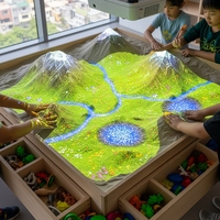 Jeu interactif de table de sable 3D avec projection et réalité augmentée, équipé d'un projecteur