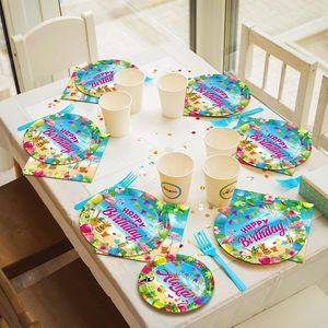 Articles de décoration pour fête hawaïenne, assiettes de fête d'anniversaire tropicales Luau, assiettes de fête estivales sur le thème de la plage, serviettes et vaisselle - Product Image 3