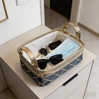 Panier de rangement en tissu de bambou de taille personnalisée pour la maison - Panier à linge doré avec poignées et roulettes