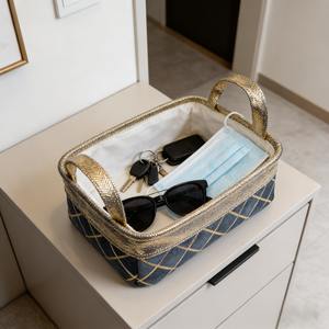 Panier de rangement <span class=keywords><strong>en</strong></span> tissu de bambou de taille personnalisée pour la maison - Panier à linge doré avec poignées et roulettes - Product Image 1