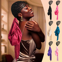 Bonnet de Nuit en Satin et Tulle 2-en-1 avec Longue Sangle, Protection Capillaire Quatre Saisons pour Femme