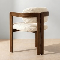Chaise longue en bois de noyer pour intérieur, cuisine, balcon, avec dossier confortable en bouclette, chaises d'événement, ensemble table à manger en bois et 6 chaises