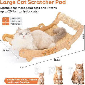 Wooden cat <b>scratching</b> <b>post</b> with sisal cat <b>scratching</b> ball, suitable for indoor cat <b>scratching</b> lounge chairs, pet - Product Image 4