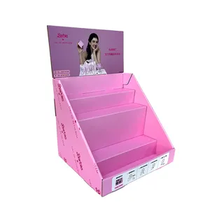 Customized Logo Retail Advertising Cardboard Countertop Display Paper Counter Display Unit For Cosmetics Products