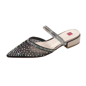 <strong>Champagne</strong> Luxury Block <strong>Heels</strong> Women's Mesh Pumps Size 31-43 3CM Low Pointy Toe Slip-On Anti-Slippery Disposable EVA Summer - Product Image 6