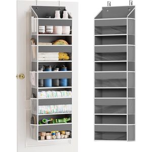 Over The Door Organizer 33x15x85cm Gray 5 Layers Hanging Storage With Mesh Pockets For Behind Doors Or Walls - Product Image 1