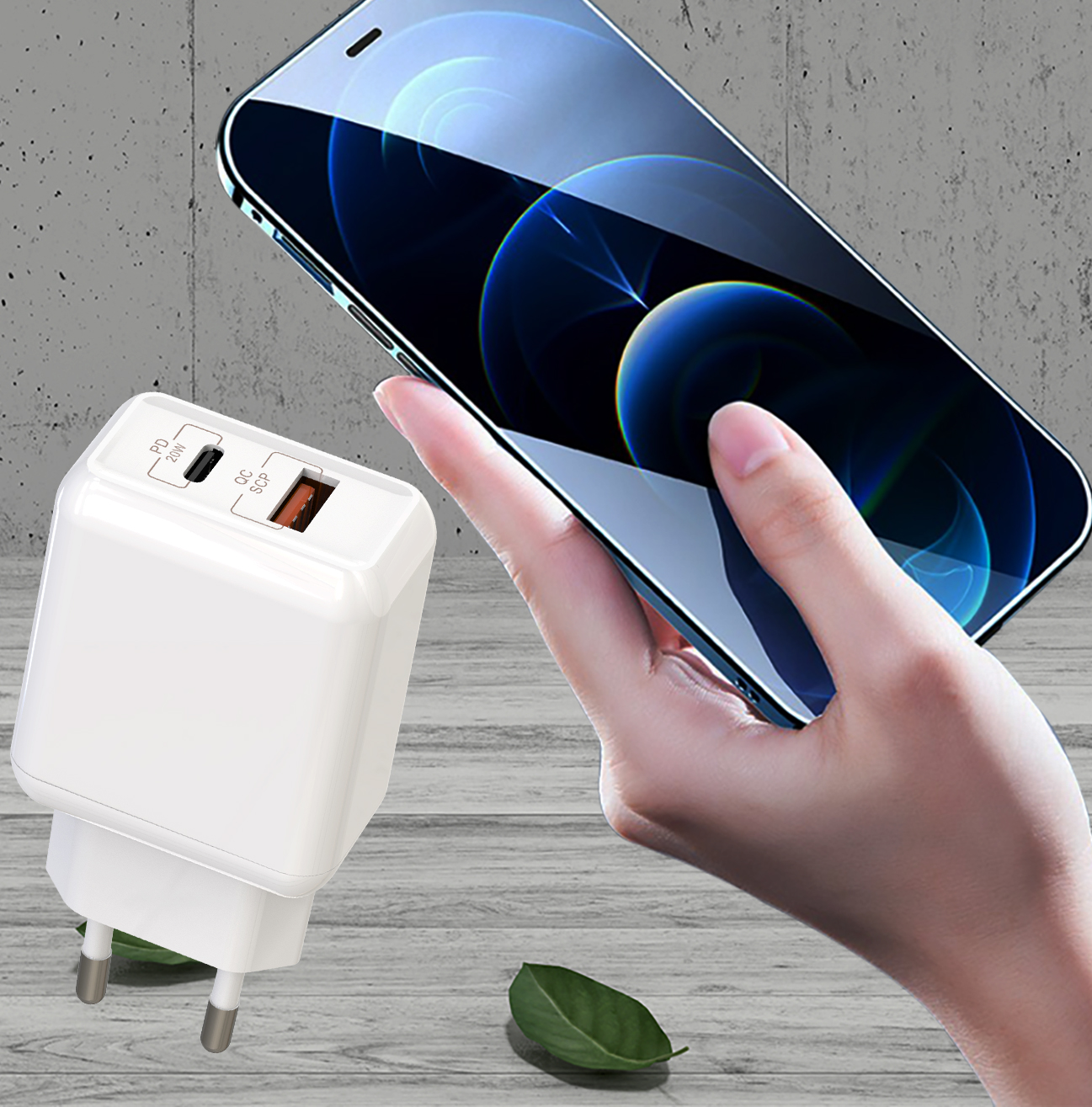 Pengisi Daya Ponsel Cepat, Aksesori untuk Telepon Android Nokia Mi Xiaomi Apple iPhone 6 7 8 Plus, Pengisi Daya Cepat Port Ganda 20W