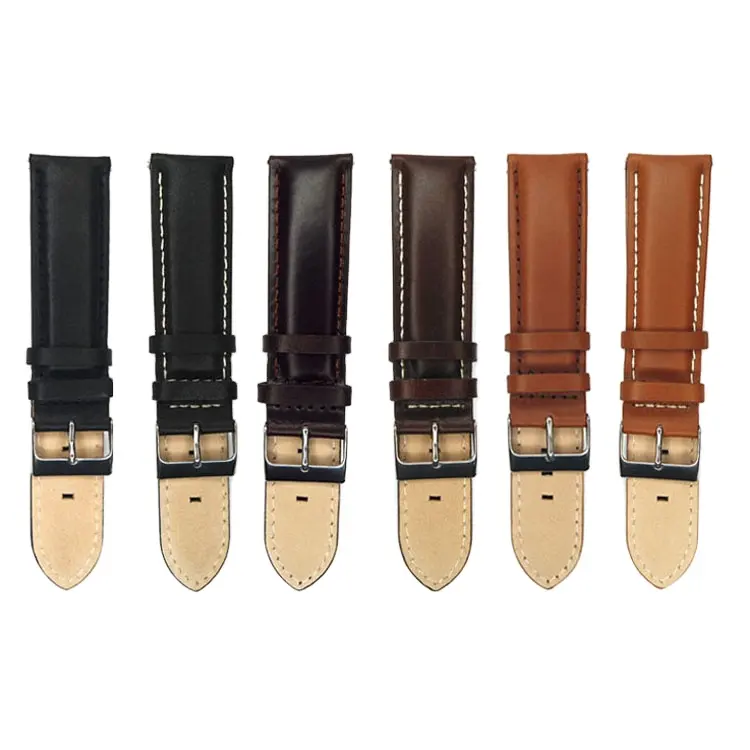 6 Colors Cowhide Genuine Leather Watchbands Women Men Watch Band Strap 18 20 22 24mm