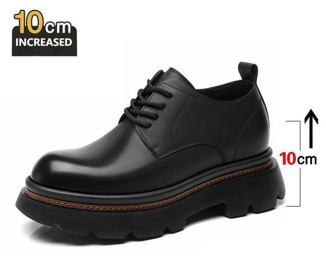 Factory Directly Men's Invisible Height Increasing Elevator Shoes Black Leather Lightweight 4 Inches Taller Dress Shoes