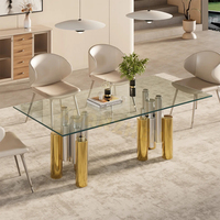 Ensemble de table à manger en verre design de luxe moderne mobilier de salle à manger table à manger or argent table à manger et 6 chaises