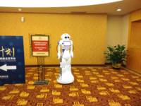 Ofrece una variedad de configuraciones de robots de servicio de felicitación inteligente humanoide