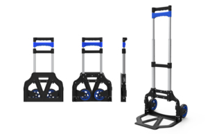 Chariot pliable portable de 60kg avec construction ALUM + TPR, roues silencieuses, parfait pour les solutions de livraison et de stockage