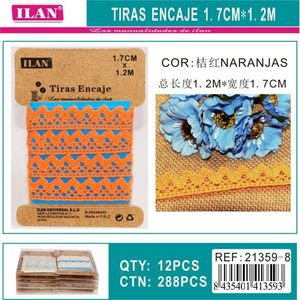 Cinghie in pizzo ILAN 1,7 cm x 1,2 m arancioni per decorazioni artigianali - Product Image 3
