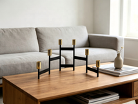 Candélabre pliable en métal à 6 bras, noir et or, porte-bougie conique, petit volume d'emballage, décoration de centre de table pour mariage, maison, fête