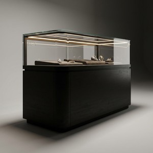 LUX Hot Sale Chinese Jewelry Showcase Black Color Wood Jewellery Showroom Counter Showcase Wooden <b>Display</b> <b>Tables</b> for Jewelry - Product Image 3
