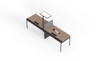 Bureau de travail pour 2 personnes, table de travail de bureau moderne avec panneau de séparation et étagère
