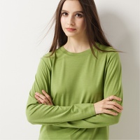 T-shirt en tricot à col rond en pure laine pour femme, idéal pour le bureau, les trajets quotidiens, les tenues décontractées, chaud pour l'hiver, parfait pour la superposition, vente en gros de tricots de transition