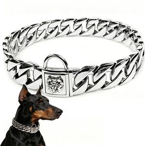 Collar de <span class=keywords><strong>Perro</strong></span> de Lujo de 32 mm, Cadena de Acero Inoxidable Dorada, Collar de Metal de Diseño para Perros de Razas Grandes, Pitbull, Mastín - Product Image 3