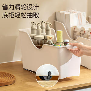 กล่องเก็บของอเนกประสงค์แบบลิ้นชักพลาสติกสำหรับวางบนเคาน์เตอร์ครัว พร้อมล้อเลื่อน ดึงออกง่าย สำหรับขวดเครื่องเทศและอื่นๆ - Product Image 1