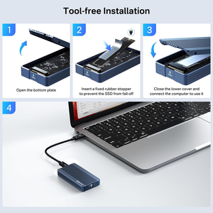 Boîtier Thunderbolt 3 40 Gbps pour SSD M.2 NVMe, en aluminium, sans outil, pour clés M-Key et B&M 2280, adaptateur SSD portable jusqu'à 8 To - Product Image 5