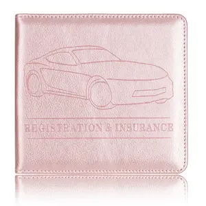 Custom pu Leather Car Registration Insurance Card Holder Organizer for Automobile Document ID,Driver's License