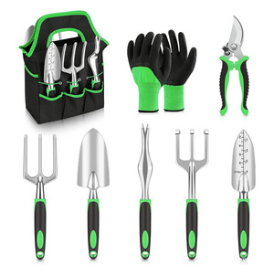 Ensemble de 8 outils de <span class=keywords><strong>jardinage</strong></span> à main, en alliage d'aluminium léger, ensemble <span class=keywords><strong>cadeau</strong></span> avec sac de rangement durable, cadeaux de jardin <span class=keywords><strong>pour</strong></span> femmes et hommes - Product Image 1