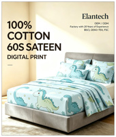 Ensemble de housse de couette en coton 100% 60S à impression numérique, literie personnalisée, linge de lit en gros